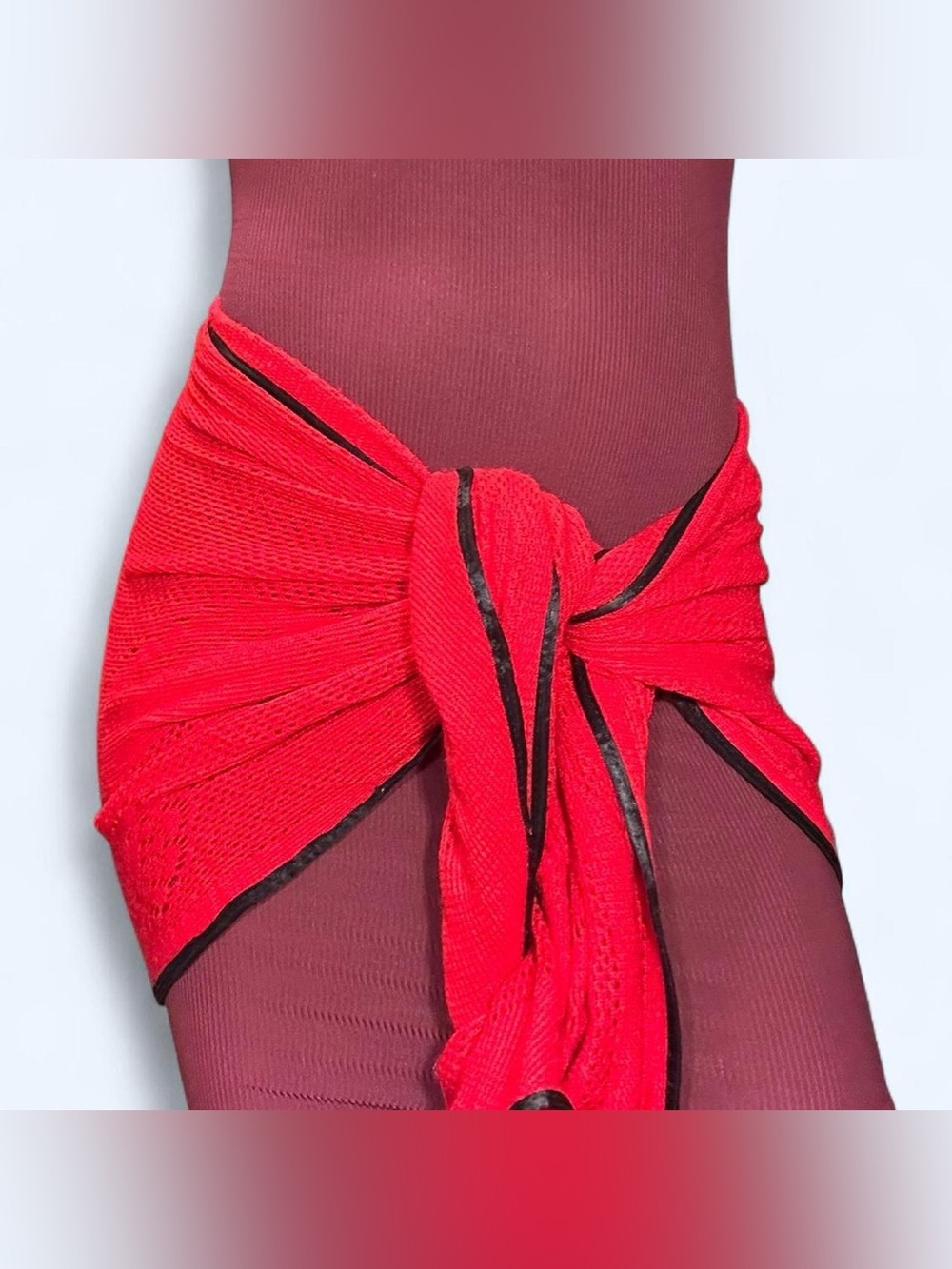 Red Knit Floral Scarf Belt!